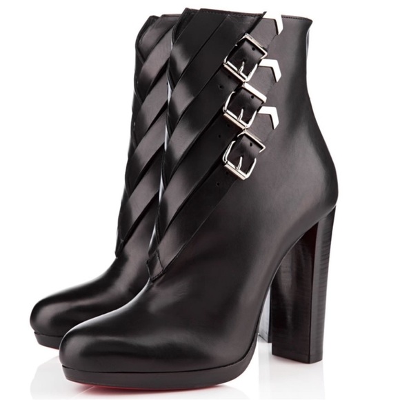 Christian Louboutin Troop leather buckle accent booties RETAIL 1,995 - Picture 1 of 11